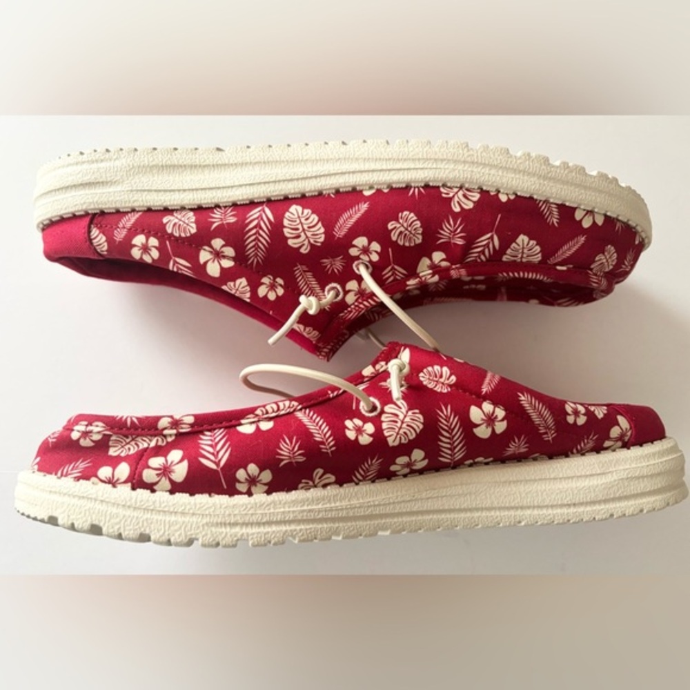 Hey Dude Wally Slip On Luau Shoes in Varsity Red - Picture 9 of 13